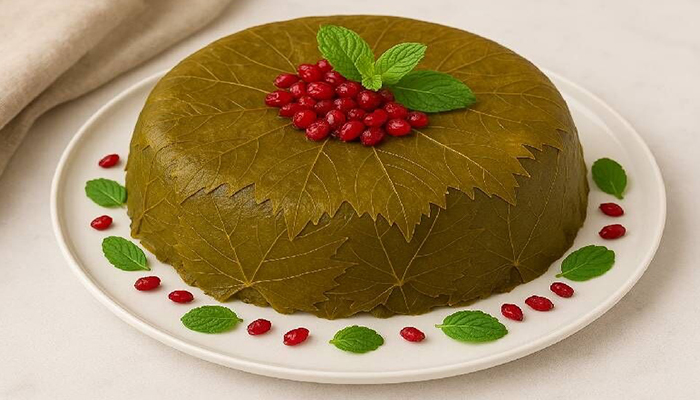 کیک دلمه برگ مو قالبی و مجلسی را می‌توانید به صورت لایه‌لایه در فر یا روی گاز درست کنید تا ظاهری شبیه به یک کیک غذایی شیک و زیبا پیدا کند. این غذای خوشمزه گزینه‌ای عالی برای سرو در مهمانی‌ها و دورهمی‌هاست.