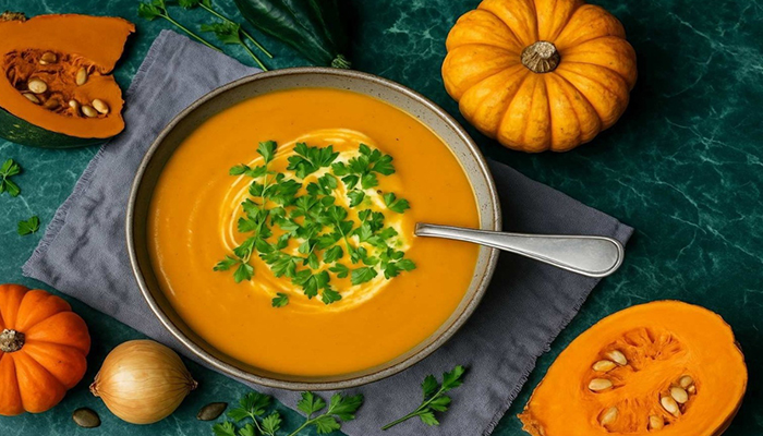 طرز تهیه سوپ کدو حلوایی مجلسی و خوشمزه برای مهمانی