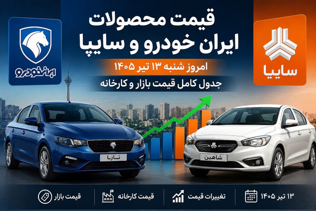 قیمت خودرو امروز 13 تیر 1405؛ تحلیل بازار و جدول کامل نرخ محصولات ایران‌خودرو و سایپا