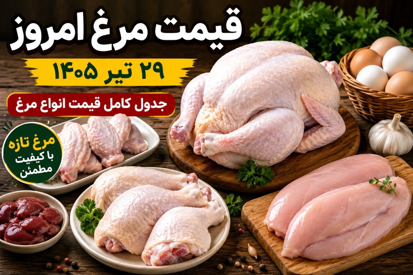 قیمت مرغ امروز ۲۹ تیر ۱۴۰۵