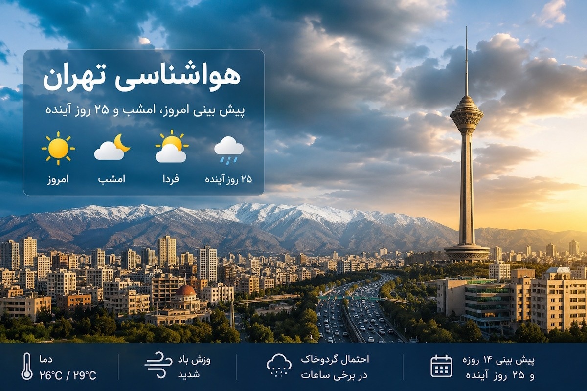 پیشبینی آب و هوای تهران 25 روزه
