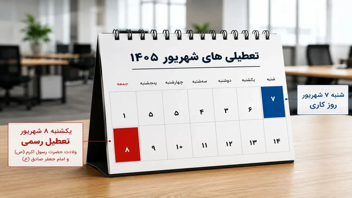 آیا شنبه ۷ شهریور ۱۴۰۵ به دلیل بینالتعطیلی تعطیل است؟