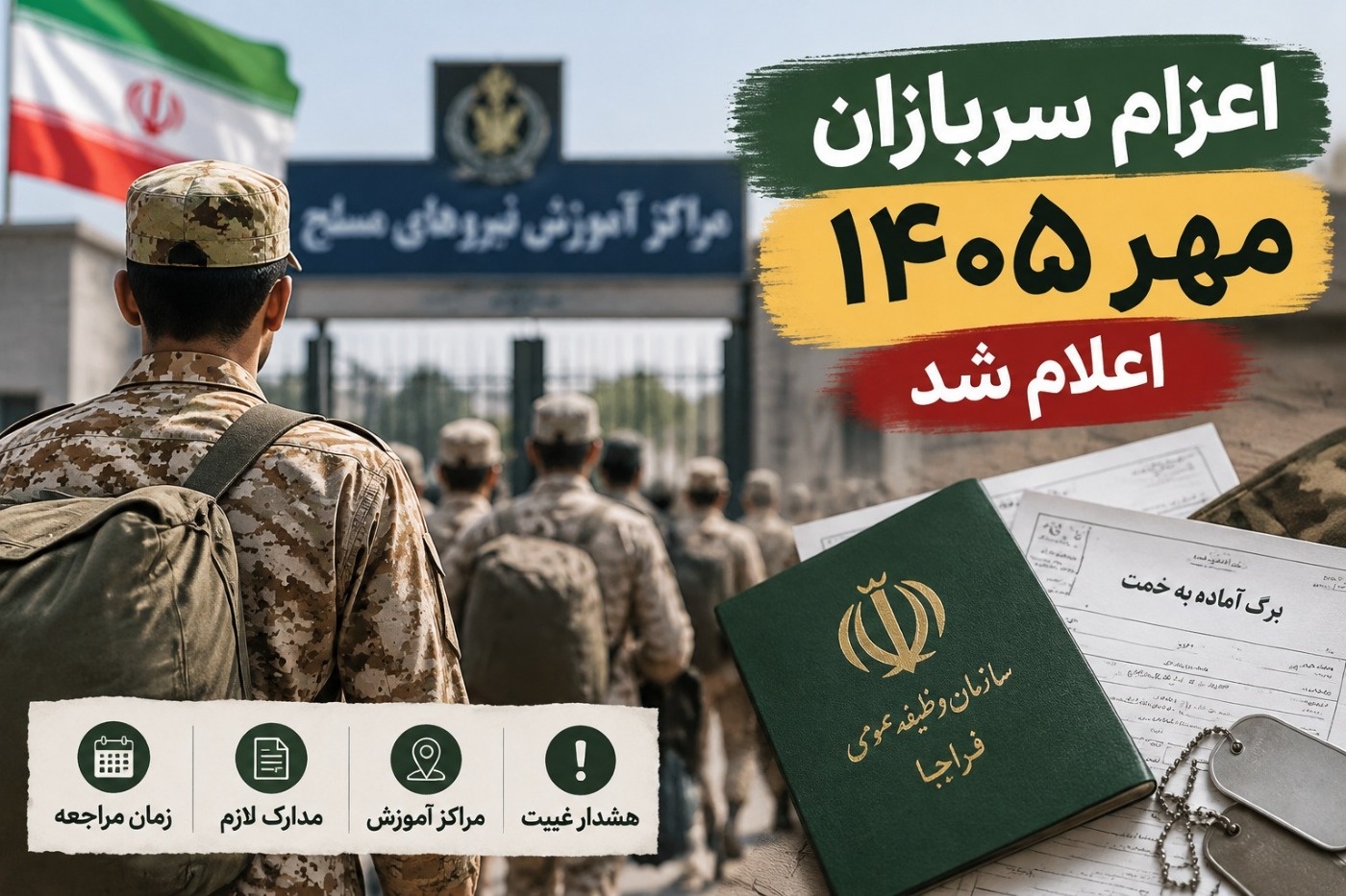 اعزام مشمولان سربازی مهر 1405؛ زمان، مدارک و نکات مهم برای مشمولین
